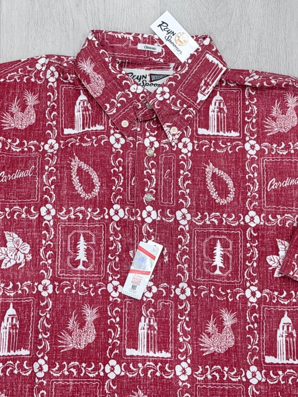 Reyn Spooner Hawaiian Shirt Stanford Cardinal Classic Aloha Pullover Men’s L